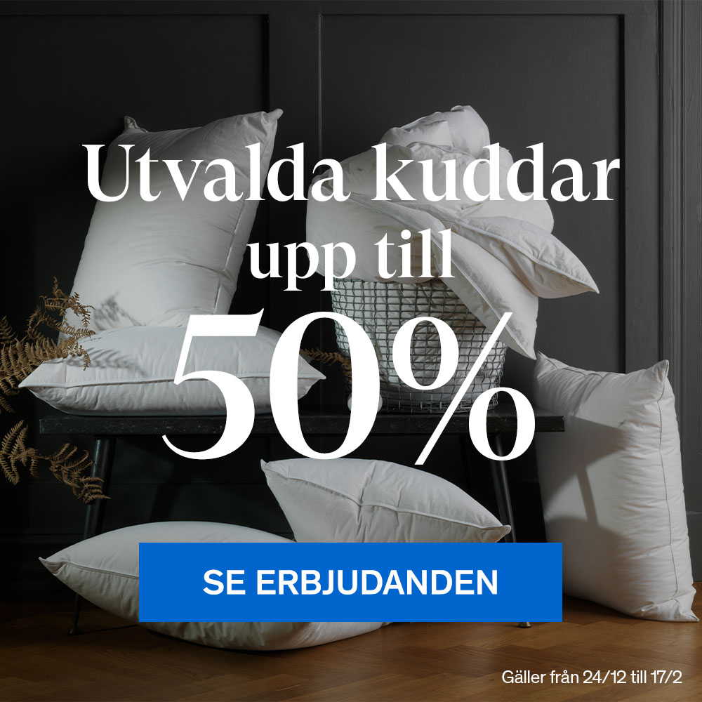 Utvalda kuddar upp till 50%.